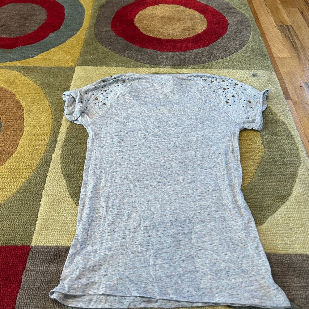 NWT Victoria’s Secret PINK Retro Grey Graphic T Shirt Rhinestones Beaded Small - Picture 5 of 6